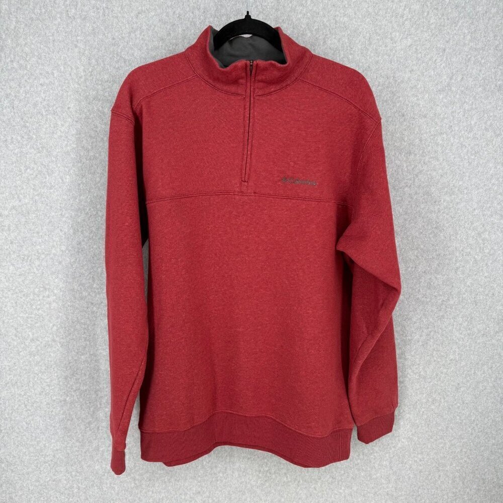 Columbia Mens 1/4 Zip Fleece Lined Pullover Sweatshirt Size M Red Outdoor EUC